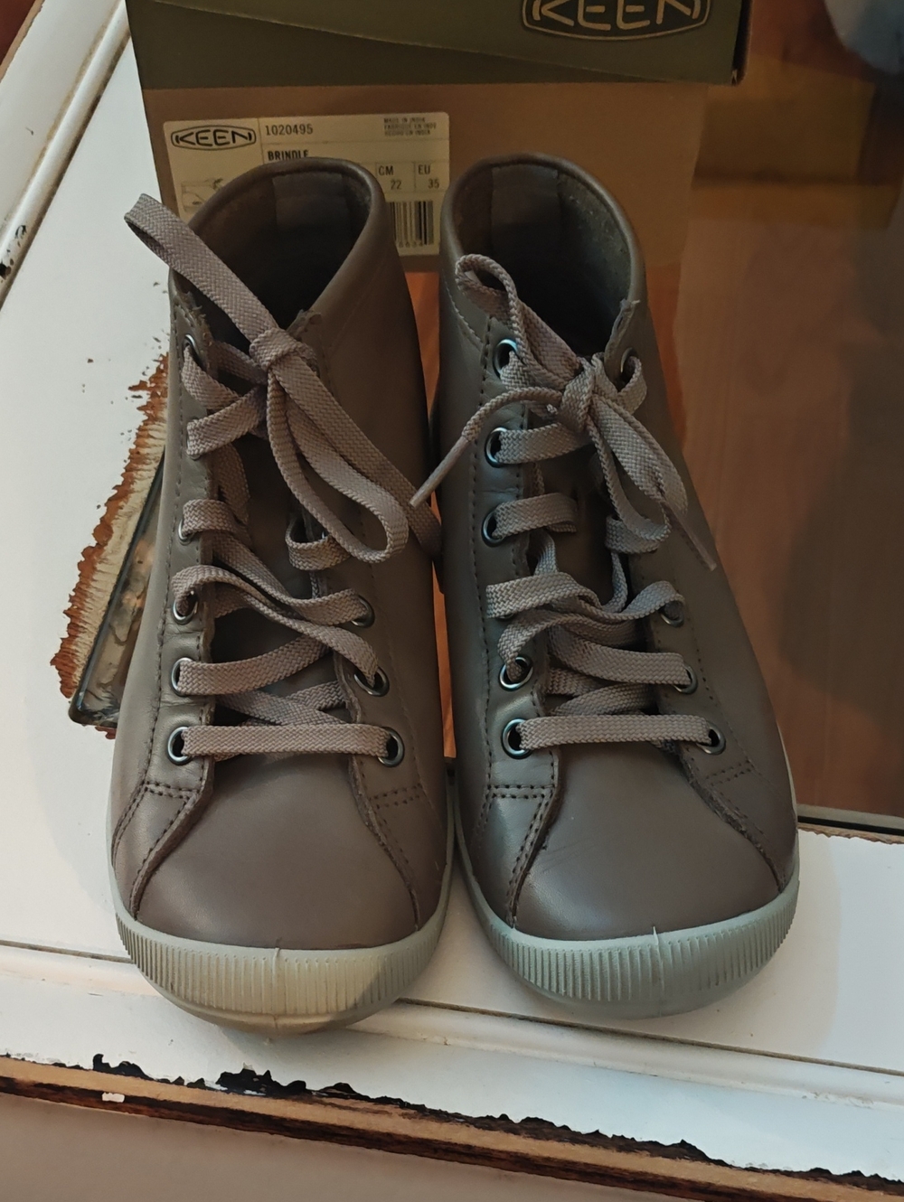 KEEN Lorelai Chukka Taupe Brindle High-Top Lace-Up Sneakers Size 5/35